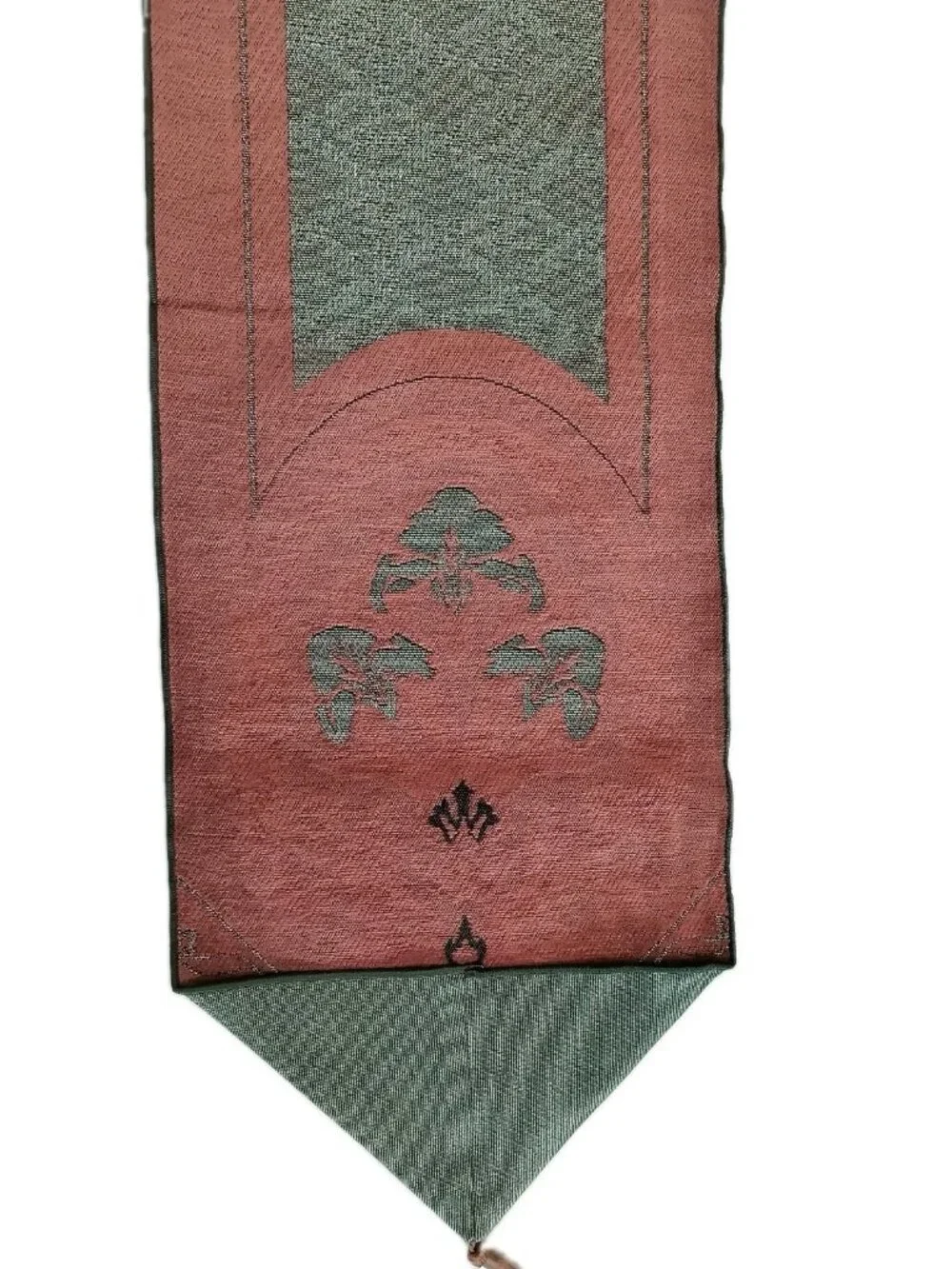 Classic Floral Tapestry Table Runner Terracotta Green Beige 70x13